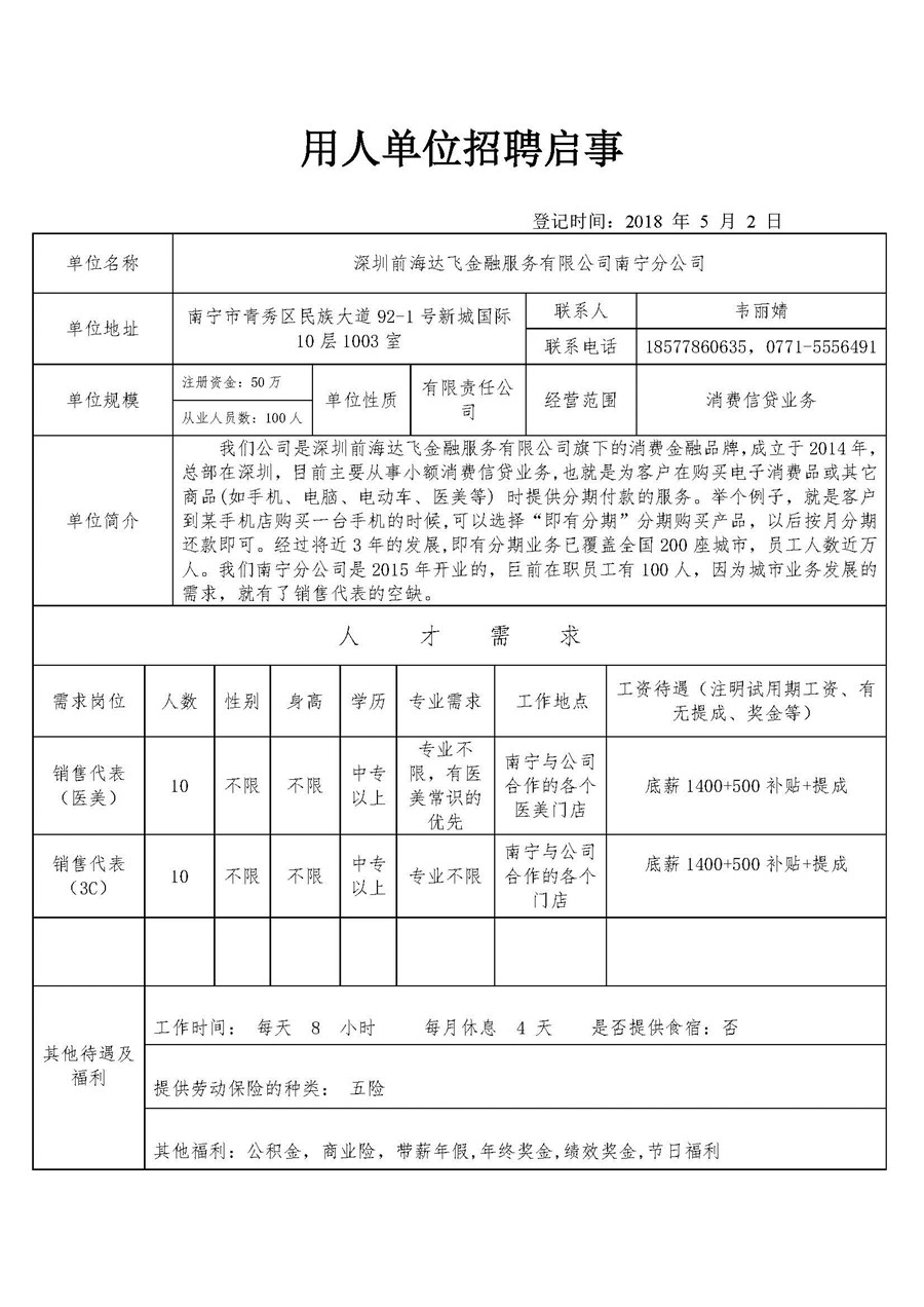 深圳前海达飞金融服务有限公司南宁分公司招聘启事.jpg